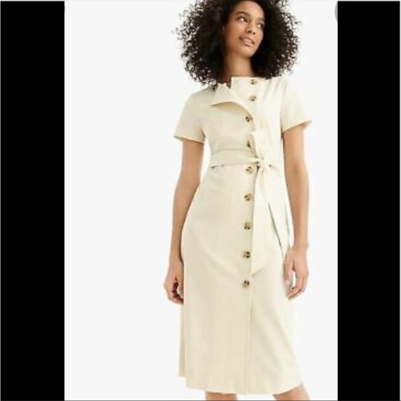 J. Crew Dresses & Skirts - J.Crew Short-sleeve Italian Trench Dress Khaki Beige Tan Sz 2 NWT